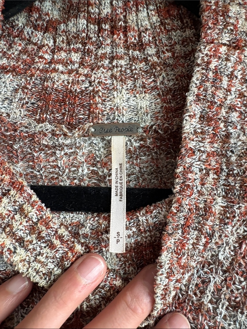 Free People Marled Turtleneck Sweater in Rust and Cream - Picture 2 of 3